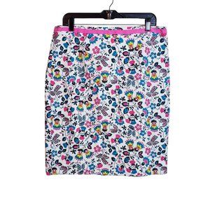 Boden Womens Pencil Skirt Sz 12R Multicolor Floral Straight Cut Fully Lined Slit